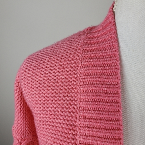 Gap Pink Wool Open Cardigan Cable Knit Sleeves - Picture 4 of 12